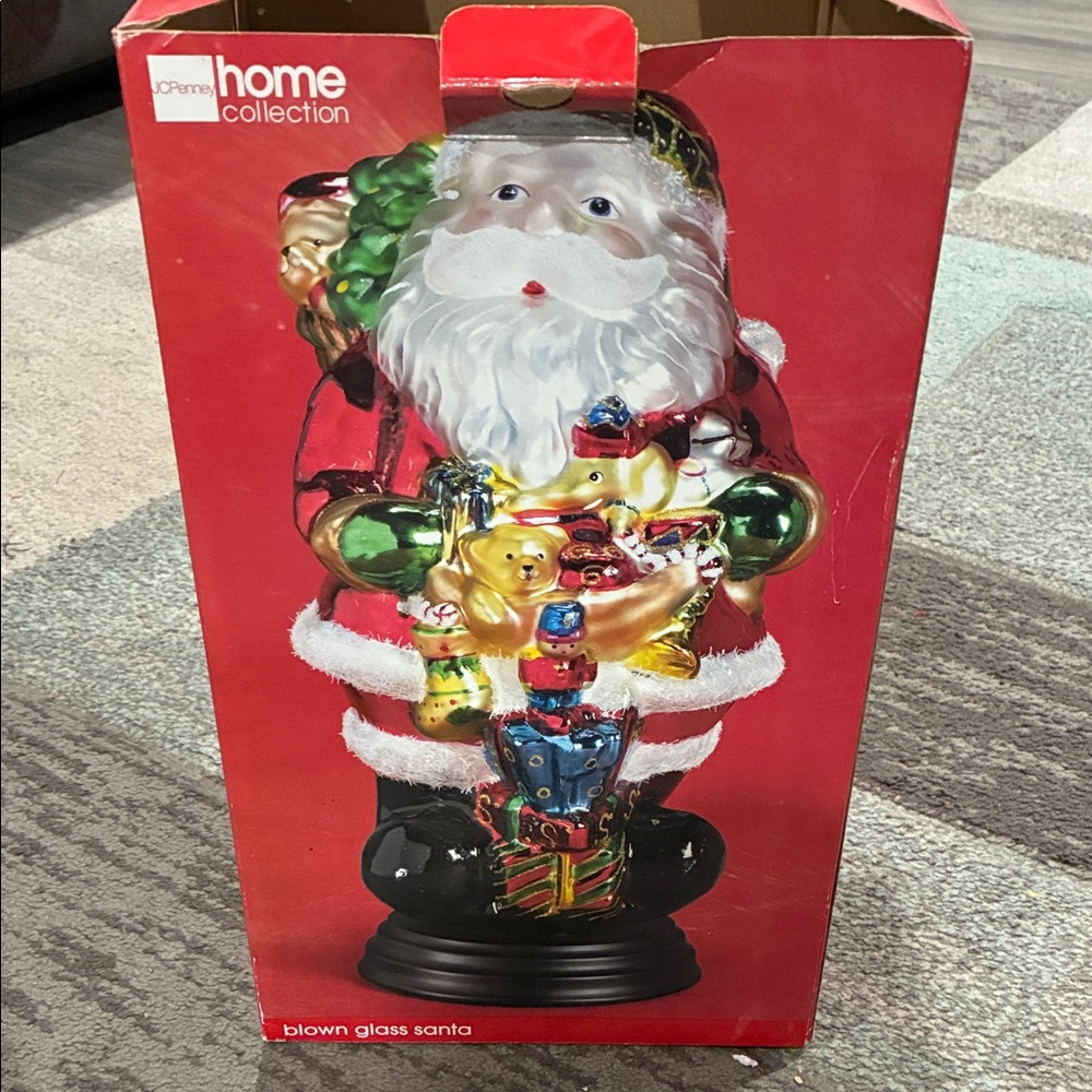 Home Collection Multicolor Blown Glass Santa Figurine
